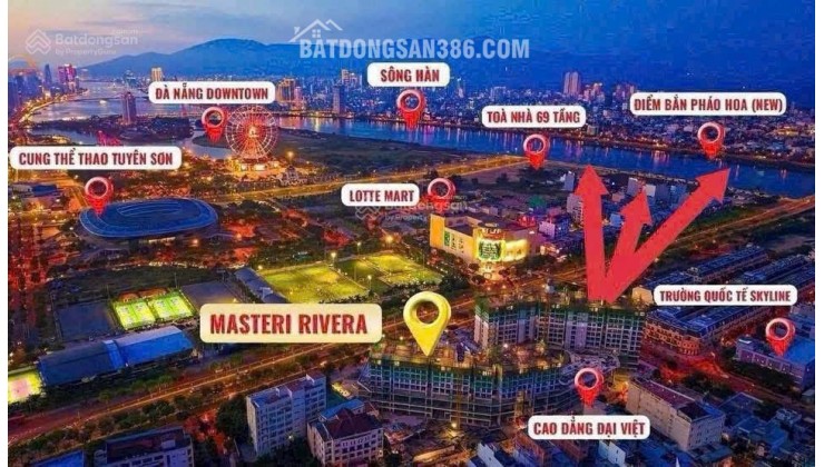 Masteri Đà Nẵng, độc quyền căn 2PN view pháo hoa toà A trục 12 tầng 10, giá công khai 6 tỷ 7